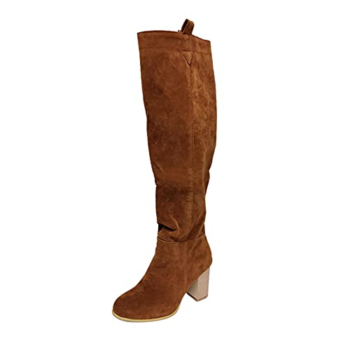 Boots Damen Braun, Vintage Gefüttert Overknee Kniehoch Stilettos Stiefeletten Wildleder Bequeme Sexy Klassisch Langschaftstiefel Boots Warme Rutschfester Blockabsatz Wildleder-Optik Stiefel Schuhe von RYTEJFES