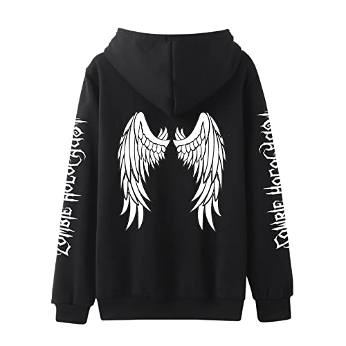 RYTEJFES Damen Gothic Jacke mit Kapuze Witchcraft Hooded Sweatshirt Rock Pullover Hoodie mit Reißverschluss Schuhe Schmuck Moon Druck Schwarz Punk Harajuku Stil Vintage Karneval Fasching Kostüm von RYTEJFES