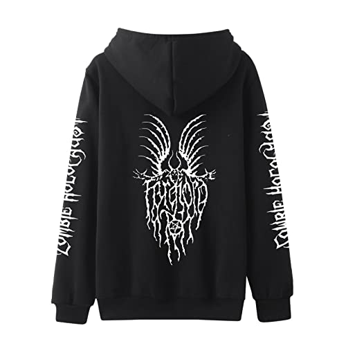 Damen Gothic Jacke mit Kapuze Witchcraft Hooded Sweatshirt Rock Pullover Hoodie mit Reißverschluss Schuhe Schmuck Moon Druck Schwarz Punk Harajuku Stil Vintage Karneval Fasching Kostüm von RYTEJFES