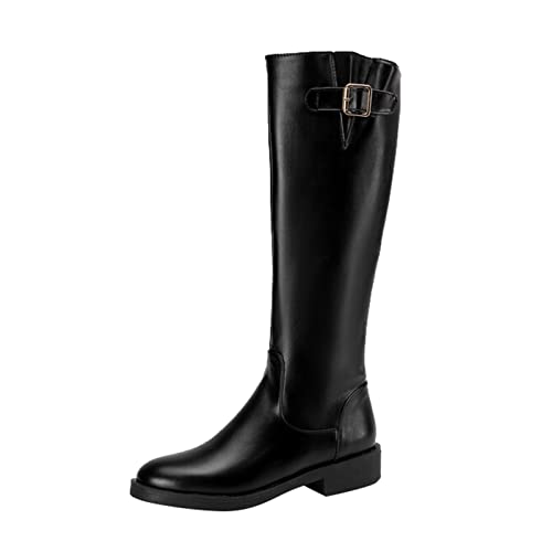 Damen Stiefel Kniehoch, Warme Overknee Wildleder-Optik Wildleder Hackenschuhe Langschaftstiefel Blockabsatz Kniehoch Rutschfester Stiefel Stiefeletten Bequeme Lange Vintage Klassisch Boots Schuhe von RYTEJFES