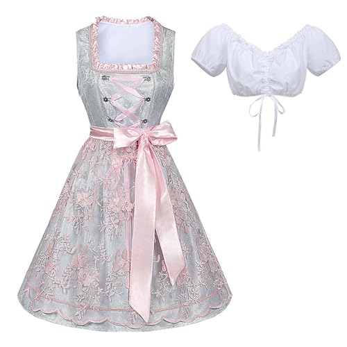 Dirndl Damen Dunkelgrün XXL Grünes Dirndlkleid Lang Khaki 46 Midi Dirndelkleider Grün Hellblau Rot Dirndlschürze Für Schwarz Trachtenkleid Modern Kleid Schürze Spitze Oktoberfest von RYTEJFES