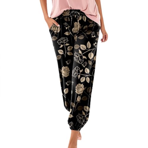Haremshose Damen Lange Schlupfhose Boho Strandhose, Leicht Freizeithose Loose Sommerhose mit Taschen, S-5XL Haremshose Damen Lange Schlupfhose Boho Strandhose, Leicht Freizeithose Loose Sommerhose mit Taschen, S-5XL von RYTEJFES