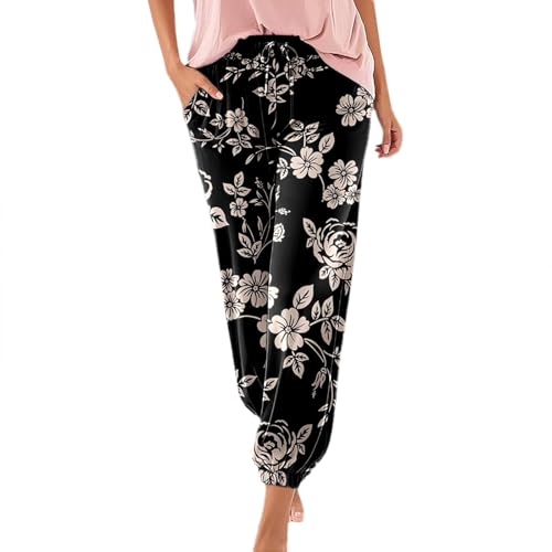 Haremshose Damen Lange Schlupfhose Boho Strandhose, Leicht Freizeithose Loose Sommerhose mit Taschen, S-5XL Haremshose Damen Lange Schlupfhose Boho Strandhose, Leicht Freizeithose Loose Sommerhose mit Taschen, S-5XL von RYTEJFES