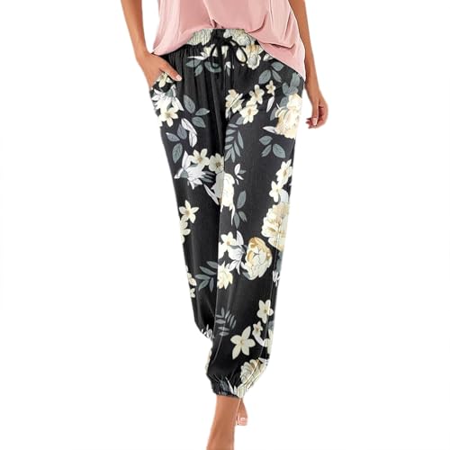 Haremshose Damen Lange Schlupfhose Boho Strandhose, Leicht Freizeithose Loose Sommerhose mit Taschen, S-5XL Haremshose Damen Lange Schlupfhose Boho Strandhose, Leicht Freizeithose Loose Sommerhose mit Taschen, S-5XL von RYTEJFES