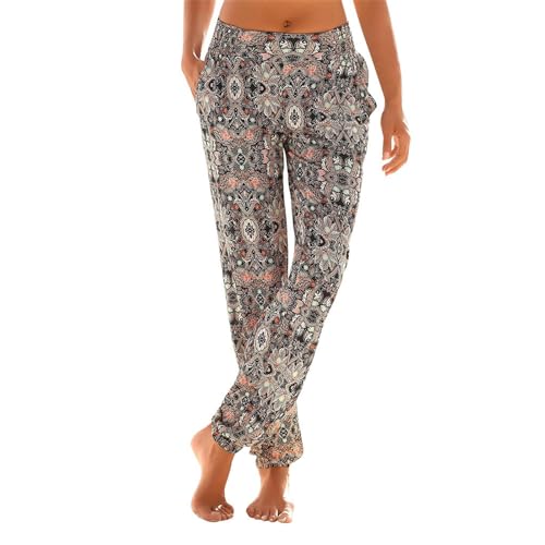 Haremshose Damen Lange Schlupfhose Boho Strandhose, Leicht Freizeithose Loose Sommerhose mit Taschen, S-5XL Haremshose Damen Lange Schlupfhose Boho Strandhose, Leicht Freizeithose Loose Sommerhose mit Taschen, S-5XL von RYTEJFES