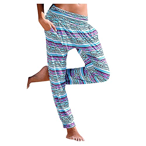 Haremshose Damen Lange Schlupfhose Boho Strandhose, Leicht Freizeithose Loose Sommerhose mit Taschen, S-5XL Haremshose Damen Lange Schlupfhose Boho Strandhose, Leicht Freizeithose Loose Sommerhose mit Taschen, S-5XL von RYTEJFES