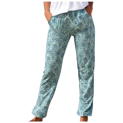 Haremshose Damen Lange Schlupfhose Boho Strandhose, Leicht Freizeithose Loose Sommerhose mit Taschen, S-5XL von RYTEJFES