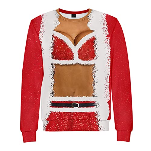 Herren 3D Print Weihnachtspullover Rundkragen Langärmelige Weihnachtspulli Party Christmas Shirt Hässlich Weihnachten Langarmtop Freizeit Loose Strickpulli Pullover Ugly Xmas Pulli von RYTEJFES