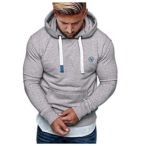 Herren Hoody mit Kapuzen Herbst Solid Slim Fit Sport Fitness Training Hoodies Sweatshirt Kapuzenpullover Langarmshirt Pullover T-Shirt Sweats Pulli Tops Kapuzenpulli von RYTEJFES