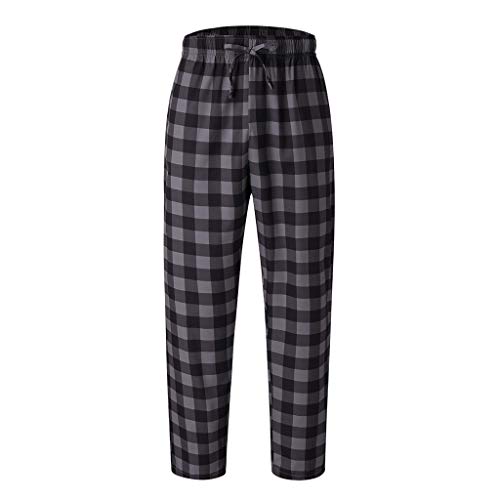 Herren Plaid Schlafanzughosen Casual Lang Schlafanzug Pyjama Hose Pyjamahosen Mittlere Taille Soft Nachtwäsche Baggy Hose Karierte Schlafhose Bottoms mit Elastischer Taille Freizeithose von RYTEJFES