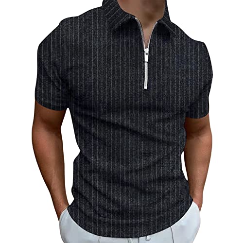 Herren Poloshirt Kurzarm 1/4 Reißverschluss Modisches Top Beiläufige Kurzarmhemd Slim fit Hemden mit Revers Laufshirt Kurze Ärmel Businesshemden Gedruckt Shirt T-Shirts Arbeithemd von RYTEJFES