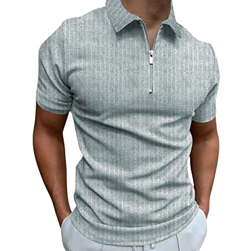 Herren Poloshirt Kurzarm 1/4 Reißverschluss Modisches Top Beiläufige Kurzarmhemd Slim fit Hemden mit Revers Laufshirt Kurze Ärmel Businesshemden Gedruckt Shirt T-Shirts Arbeithemd von RYTEJFES