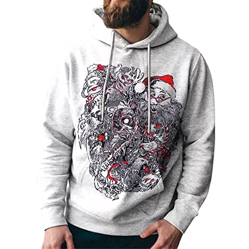 Herren Weihnachtspullover Rentier Lustig 3D Hoodie Sweatshirts Casual Loose Kapuzenpullover Weihnachtspulli Weihnachten Langarm Kordelzug Pullover mit Kapuze Xmas Pulli von RYTEJFES