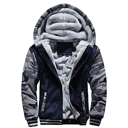 Kapuzenjacke Herren Fleece Winterjacke Kapuzenjacke Sweatjacke Winter Warm Hoodie Jacke Pullover Mit Kapuze Reißverschluss und Fleece-gefüttert Camouflage Fleecejacke Mit Kapuze Übergangsjacke von RYTEJFES