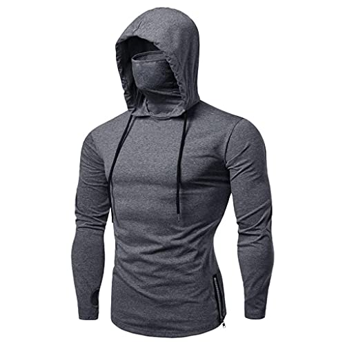 Kapuzenpullover für Herren Langarm Hoodies Slim Fit Pullover mit Maske und Kapuze Männer Sommer Kapuzenpullover Solid Sweatshirt Kapuzenpulli Kapuzenshirt Tops Kapuzen Pulli von RYTEJFES