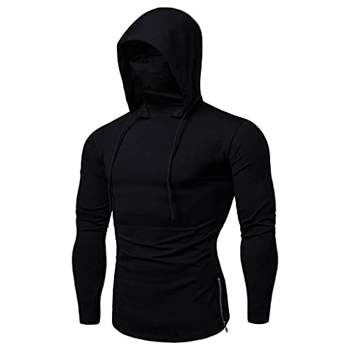 Kapuzenpullover für Herren Langarm Hoodies Slim Fit Pullover mit Maske und Kapuze Männer Sommer Kapuzenpullover Solid Sweatshirt Kapuzenpulli Kapuzenshirt Tops Kapuzen Pulli von RYTEJFES