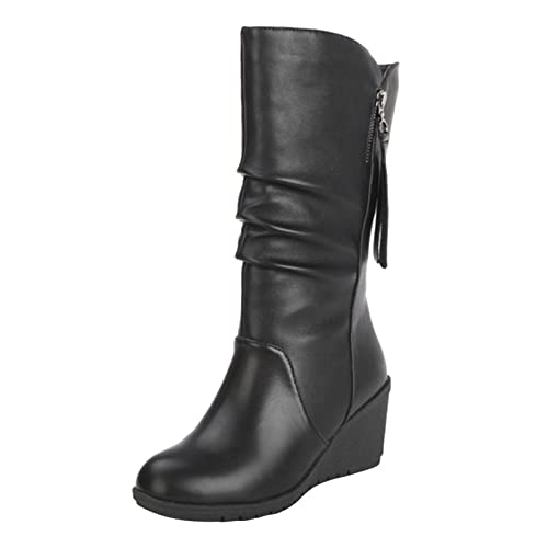 RYTEJFES Bergschuhe Damen, Damen 39 Wasserdicht Schwarz Winterschuhe Für Den Winter 41 Winterstiefel Winterschuhe Hohe Stiefel Halblange Boots Mode Stiefel Winterboots Warm Schuhe Klassische von RYTEJFES