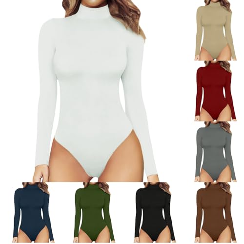 RYTEJFES Body Damen Langarm Rollkragen Bodysuit Fleece Langarmbody Long Sleeve Thermo Bodies weiß weißer weißes White Weisse weisser Weiser Weiss von RYTEJFES
