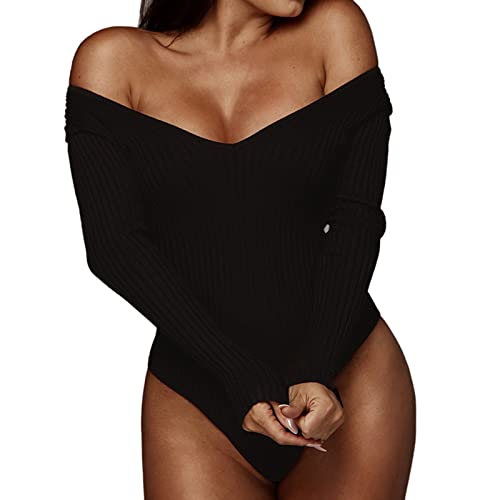 RYTEJFES Body Suit Women Tiktok Body 80Er Jahre Damen Fasching Weißer Bodysuit Blusenbody Damen Weiß Langarm Body Mit Spitze Damen Elegant Bodybuilder Hose Damen Body Schwarz Damen Langarm String von RYTEJFES