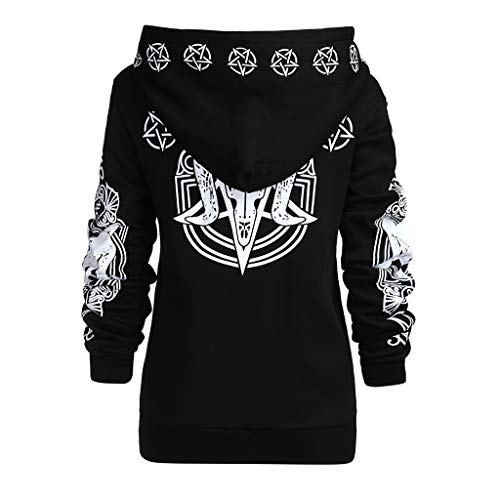 RYTEJFES Damen Gothic Jacke mit Kapuze Witchcraft Hooded Sweatshirt Rock Pullover Hoodie mit Reißverschluss Schuhe Schmuck Moon Druck Schwarz Punk Harajuku Stil Vintage Karneval Fasching Kostüm von RYTEJFES