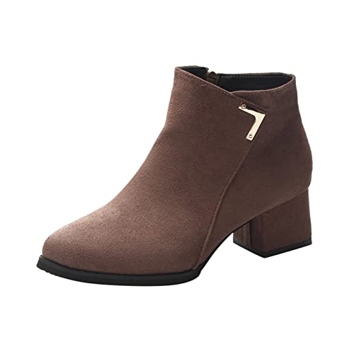 RYTEJFES Damen Herbstschuhe, Sale Veloursleder Halbhohe Vintage Stiefeletten Stiefel Ankle Bequeme Retro Casual Boots Schuhe Round Flach Flat Herbst Cowboystiefel Westernstiefel von RYTEJFES