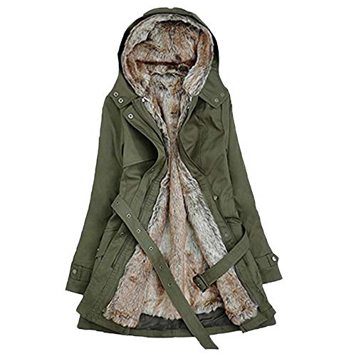 RYTEJFES Damen Winterjacke Sale Sehr Warm Outdoor Große Größen Fellkapuze Fleecejacke Warm Teddy Gefütterte Lange Parka Plüschmantel Herbst Frauen Winter Outdoorjacke Damenmantel Winterparka # von RYTEJFES