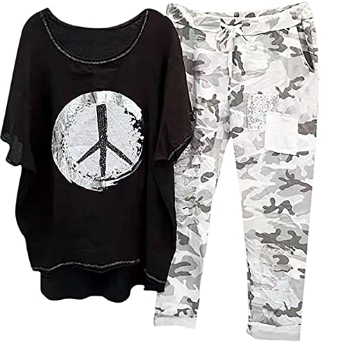 RYTEJFES Damen Zweiteiler Outfit Sommer Elegant Party Frühling Sexy Große Größen Tracksuit Loungewear Sommer Outfits Streetwear Freizeitanzug Anzug 2 Teiler Hosenanzug Hausanzug Festlich Rot X7 von RYTEJFES