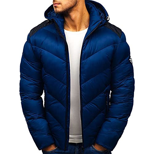 RYTEJFES Daunenjacke Herren Leicht mit Kapuze Steppjacke übergangsjacke Baumwolle Tunnelzug Und Reißverschluss Kapuzenjacke Verdickender Warmer Softshell-Mantel Wintermantel Funktionsjacke von RYTEJFES