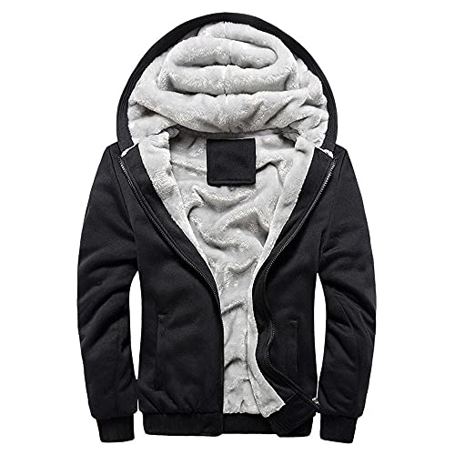 RYTEJFES Fleece Pullover mit Kapuze Herren Warm Hoodie Sweatjacke Gefüttert Winter Lange Ärmel Kapuzenpullover mit Reissverschluss Fleece-Innenseite Kapuzenjacke Plüsch Verdickte Kapuzenpulli von RYTEJFES