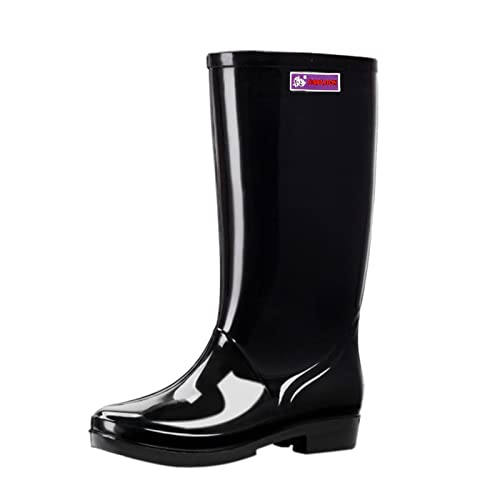 RYTEJFES Gummistiefel Damen Boots Herbst Stiefel Gelb Gefüttert Und Wasserdicht Schuhe Regenstiefel 38 Stiefeletten Flach Reitschuhe Regenschuhe Kurz Gummistiefeletten Ankle Schwarz 37 von RYTEJFES