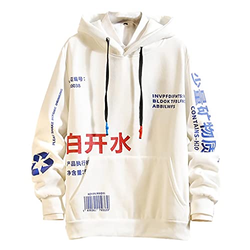 RYTEJFES Herren Hip Hop Hoodie Japanischer Streetwear Jumper Alphabetdruck Langarm Kapuzenpullover mit Känguru-Tasche Mode Beiläufig Oversized Hoodie Sweatshirt Kapuzenpulli top von RYTEJFES