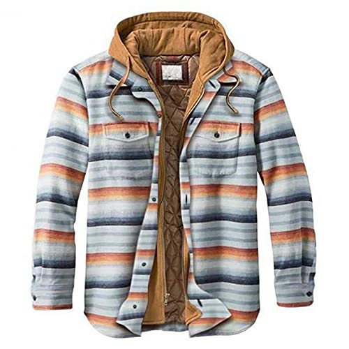 RYTEJFES Herren Innenfutter Warm Kariert Jacke Thermohemd Winterjacke mit Kapuze und Tasche Dicke Lose Zipper Kapuzenjacke Hemdjacke Bunt mit Muster Mantel Freizeithemd Holzfällerhemd Arbeitshemd von RYTEJFES