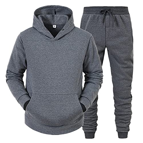 RYTEJFES Herren Jogging Anzug Trainingsanzug Sportanzug Frühling Herbst Hoodie Einfarbig Kapuzenpullover mit Reißverschluss Kapuzenpulli und Sporthose Zweiteilige Sportbekleidung von RYTEJFES