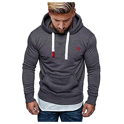 RYTEJFES Herren Kapuzenpullover Hoodie Sweatshirt Pullover Kapuze Kängurutaschen Regular Fit Einfarbig Baumwolle von RYTEJFES