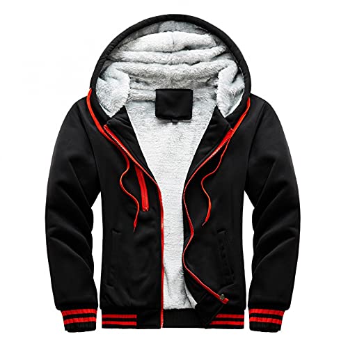 RYTEJFES Herren Winter Fleecejacke Kapuzenpullover mit Reißverschluss Hoodies Sweatshirt Sweatjacke Gefüttert Plüsch Warm Wintermantel für Männer Beiläufig Kapuzenjacke mit Kapuze von RYTEJFES