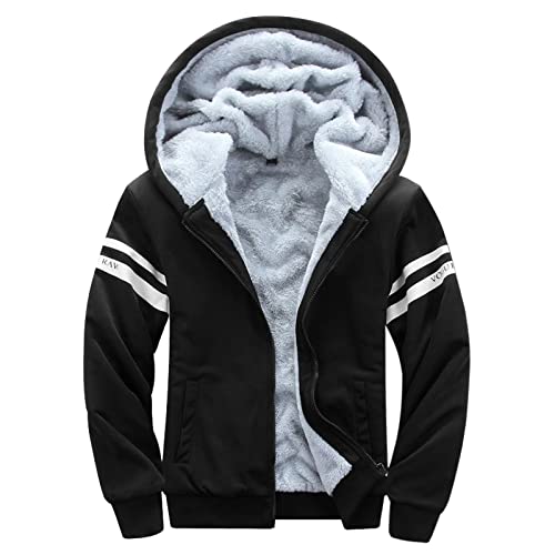 RYTEJFES Herren Winter Fleecejacke Kapuzenpullover mit Reißverschluss Hoodies Sweatshirt Sweatjacke Gefüttert Plüsch Warm Wintermantel für Männer Beiläufig Kapuzenjacke mit Kapuze von RYTEJFES