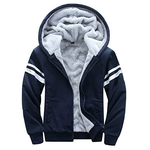 RYTEJFES Herren Winter Fleecejacke Kapuzenpullover mit Reißverschluss Hoodies Sweatshirt Sweatjacke Gefüttert Plüsch Warm Wintermantel für Männer Beiläufig Kapuzenjacke mit Kapuze von RYTEJFES