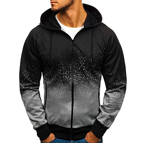 RYTEJFES Herren Zip Hoodie Sweatjacke Kapuzenjacke Kapuzenpulli mit Reißverschluss Langarm Zipper Kapuzenpullover Casual Hooded Sweatshirt Herbst Winter Sweater Tops Blouse Outwear (Gray 1, L) von RYTEJFES