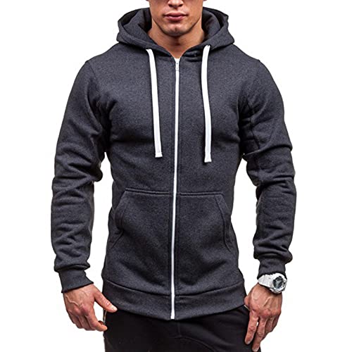 RYTEJFES Kapuzenpulli Herren Reißverschluss Hoodie Sweatjacke Kapuzenpullover Sweatshirt Einfarbig Kapuzenjacke Kapuze Pulli mit Reißverschluss Langarm Sport Style Casual Fitness Training Basic von RYTEJFES