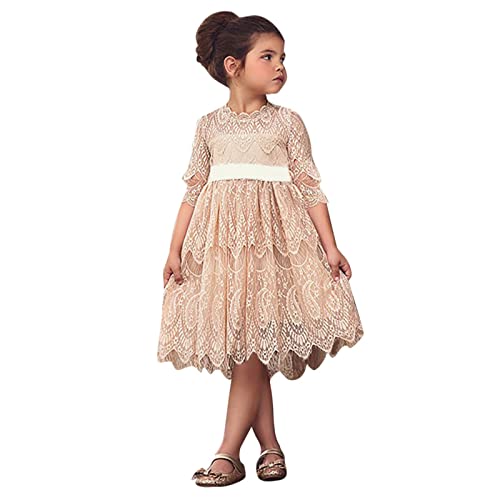 RYTEJFES Mädchen Kinder Party Kleid Elegant Sommer Langarm Spitze Blumenmuster Prinzessinkleid Freizeit Schick Sommerkleider Baby Mädchen Strandkleid Festlich Kleid Baby Girls Formale-Kleid von RYTEJFES