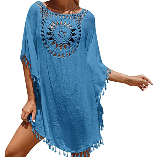 RYTEJFES Pareo Strandkleid Damen Große Größen 52 54 50 XXXL Lang 56 48 Baumwolle Kurz Knielang Große Größen Festival Outfit Tunika Sarong Boho Kleid Sommerkleider Sommerkleid Strandkleid Pareo von RYTEJFES