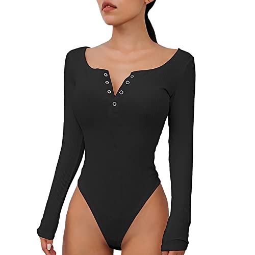 RYTEJFES Shape Body String Body Damen Elegant Spitze Langarmbody Damen Hautfarben Spitzenbody Schwarz Damen Sexy Mit Bügel Schwarzer Body Damen Shape Bodybuilder Hose Gestreift Body Braun Langarm 2# von RYTEJFES