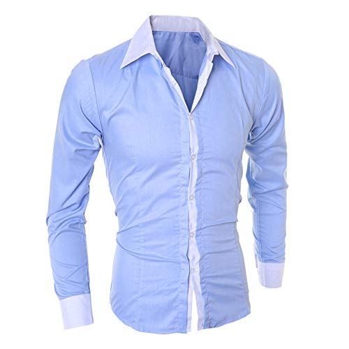 RYTEJFES Slim Fit Langarmhemd Herren Button Down Freizeithemd mit Revers Langarm Elagant Langarm Hochzeizhemd Anzug Hemd Regular fit Patchwork Herrenhemden Business Hemd für Männer von RYTEJFES