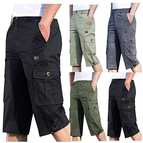 RYTEJFES Sport Shorts Herren Kurz Männer Weiß Mit Taschen 5XL Cargo Hosen Männer Cargo Pants Jeans Shorts Sporthose Jogginghose Freizeithose Cargohosen Chino Bermuda Cargo 38 von RYTEJFES