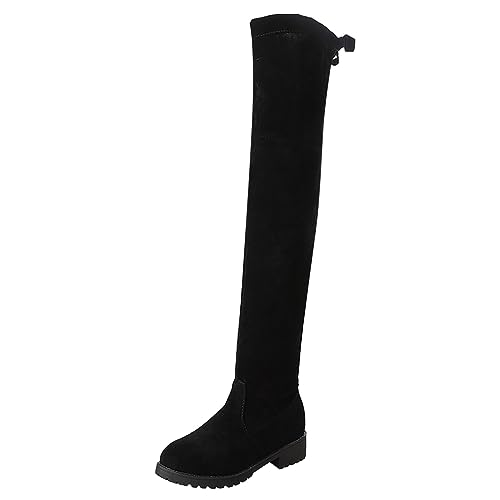 RYTEJFES Stiefel Damen Sexy, Wildleder Blockabsatz Warme Boots Schuhe Klassisch Vintage Bequeme Kniehoch Langschaftstiefel Stilettos Wildleder-Optik Overknee Elegant Rutschfester Stiefeletten Stiefel von RYTEJFES