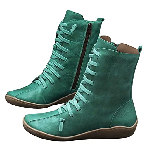 RYTEJFES Trachten Halblange Schuhe Für Damen - Damen Wasserdicht 39 40 41 47 Winterstiefel Winterschuhe Schuhe Warm Hohe Boots Wandern Frauen Flache Sneaker Halblange Stiefel Mode Winterhohe Boots von RYTEJFES