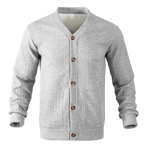 RYTEJFES Trachtenjacke Herren Trachten Trachtenjanker Wiesn Weste Modern Strickjacke Grau Trachtenjacken Strickjacken Tracht Janker Outfit Oktoberfest Hemd Jacke Sakko Trachtenweste Beige von RYTEJFES