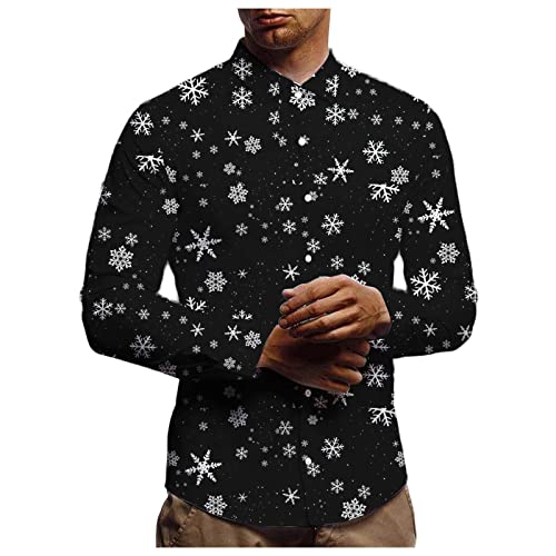 RYTEJFES Weihnachtshemd Herren Baumwolle Lustig 3D Druck Weihnachten Freizeithemd Langärm Funky Hemden Männer Weihnachtsbluse Weihnachtsmotiv Drucken Xmas Shirt M-3XL von RYTEJFES