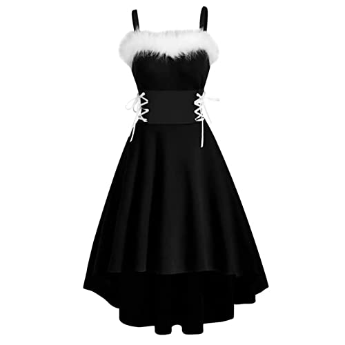 RYTEJFES Weihnachtskleid Damen Langarm Rot Weihnachten Party Kleider V-Ausschnitt Weihnachtsmann Kostüm Samt Kleid Weihnachtskleider Weihnachtsfrau Midi Kleid Tunika Elegant Abendkleid Partykleid von RYTEJFES