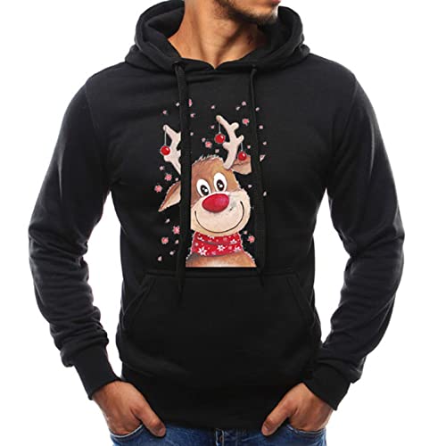 RYTEJFES Weihnachtspullover Herren Rentier Weihnachtspulli Hoodie Pullover Weihnachts Sweatshirt Kapuzenpullover Herbst Winter Kapuzenpullis Weihnachten Kleidung Xmas Pulli Bluse Top von RYTEJFES